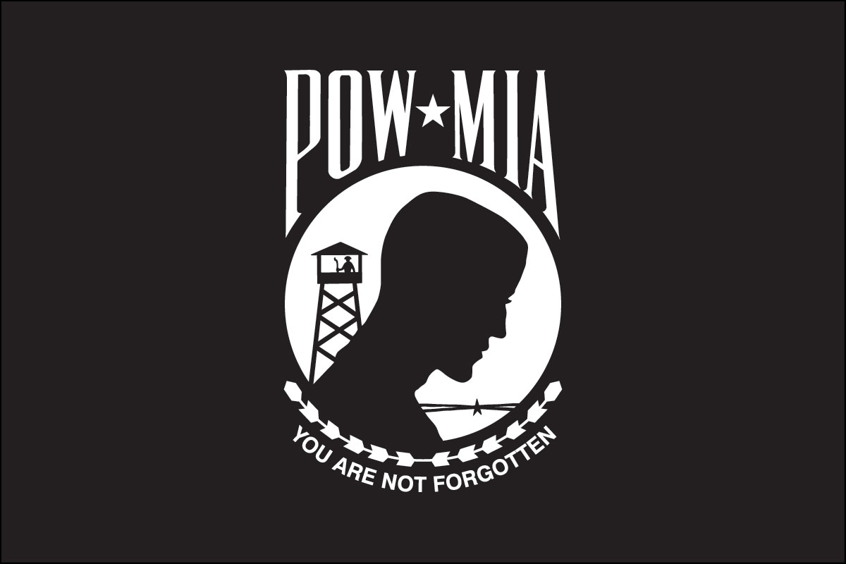 12x18" poly flag on a stick of POW/MIA
